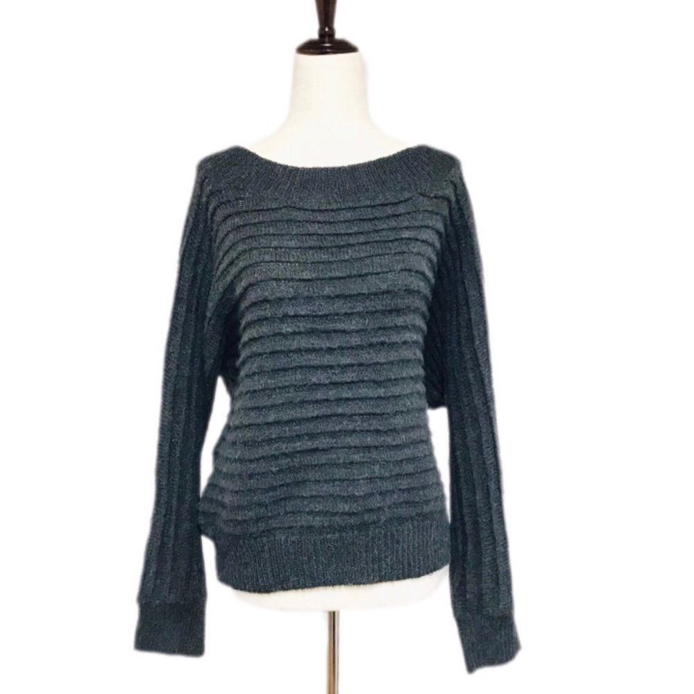 COZY CO Gray Off The Shoulder Sweater Ribbed Chunky Knit Fall Size Small New‎
